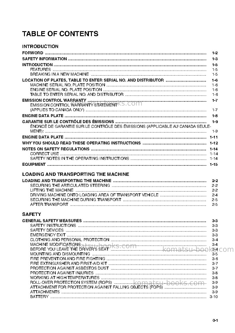 Komatsu wa65-3deu Operation manual cover Page 4 Komatsu wa65-3deu Operation manual cover Page 4