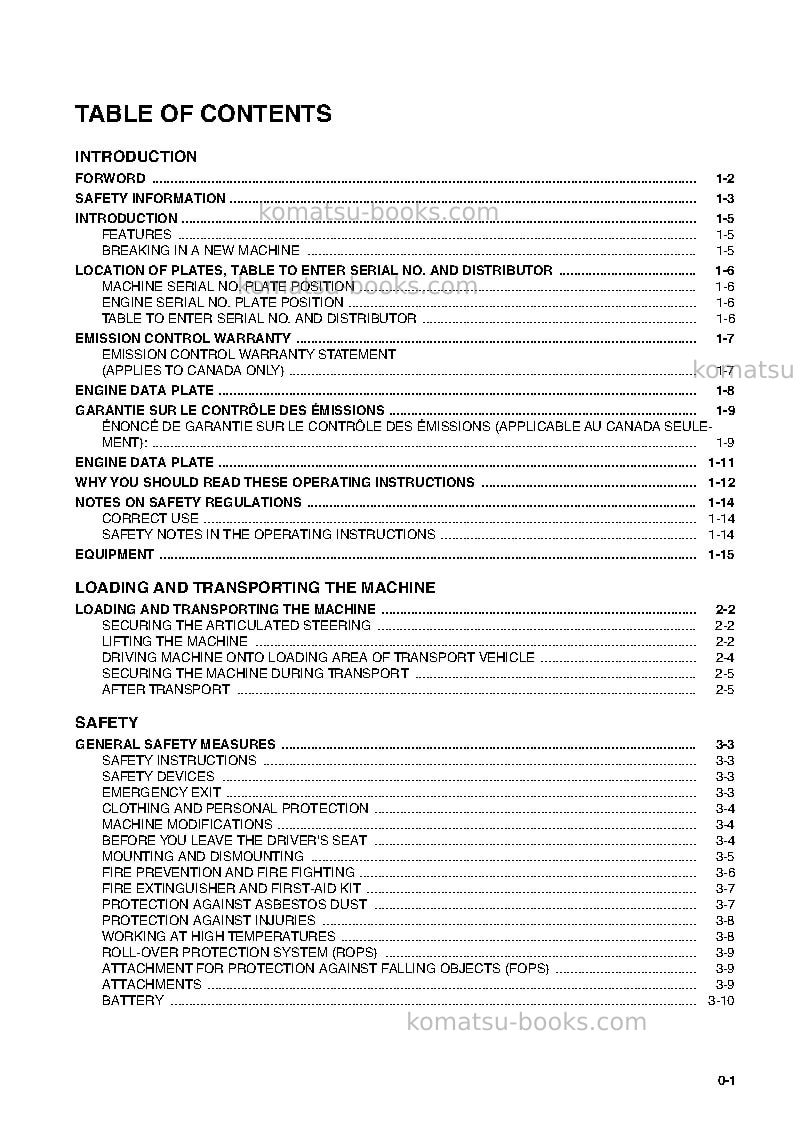 Komatsu wa85-3deu Operation manual cover Page 4 Komatsu wa85-3deu Operation manual cover Page 4