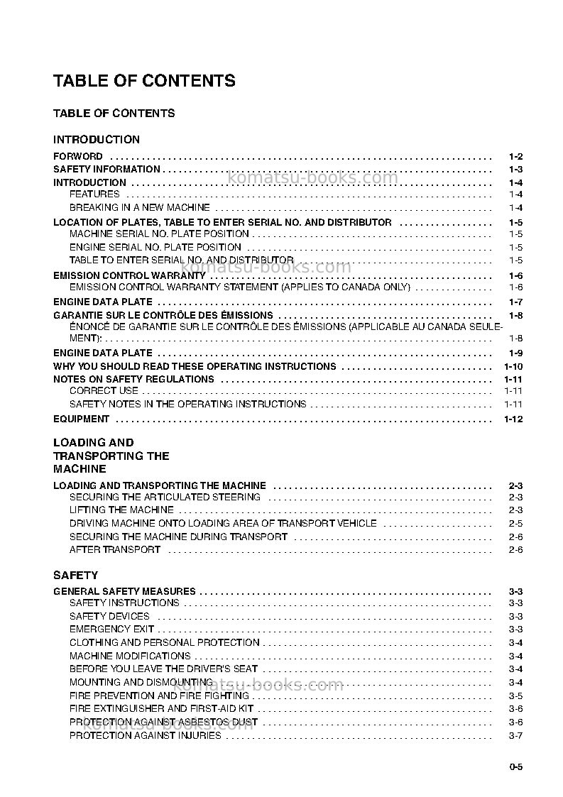 Komatsu wa95-3deu-30km options Operation manual cover Page 4 Komatsu wa95-3deu-30km options Operation manual cover Page 4