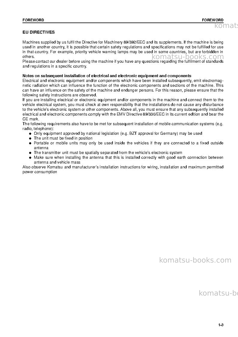 Komatsu wa480-5deu-h Operation manual cover Page 4