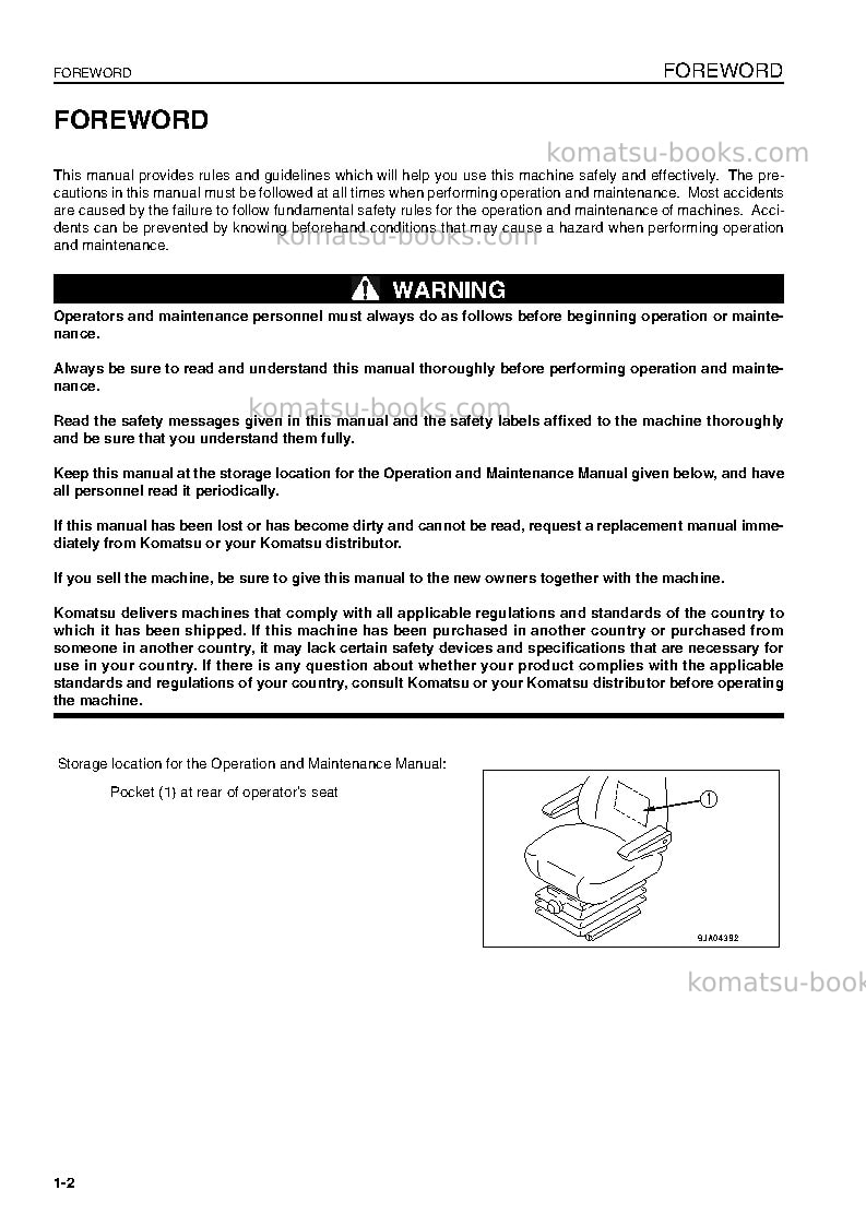 Komatsu wa320-5deu-h Operation manual cover Page 4