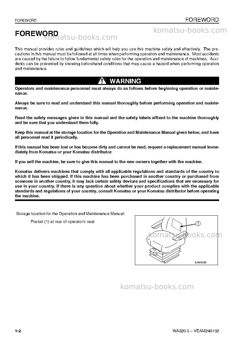 Komatsu wa320-5deu-h Operation manual cover Page 4