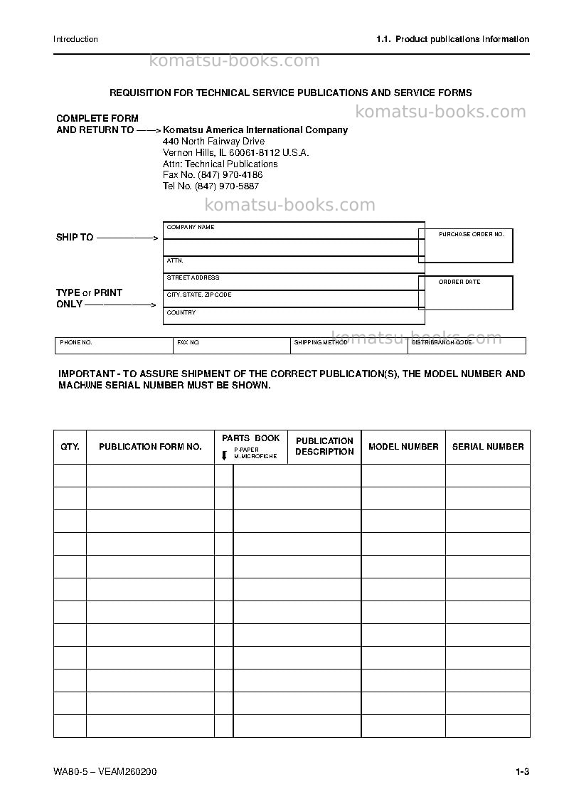 Komatsu wa80-5deu Operation manual cover Page 4 Komatsu wa80-5deu Operation manual cover Page 4