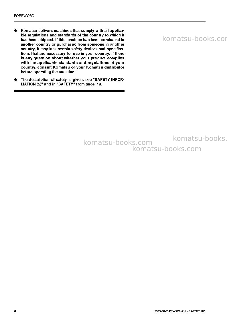 Komatsu pw200-7deu Operation manual cover Page 4 Komatsu pw200-7deu Operation manual cover Page 4