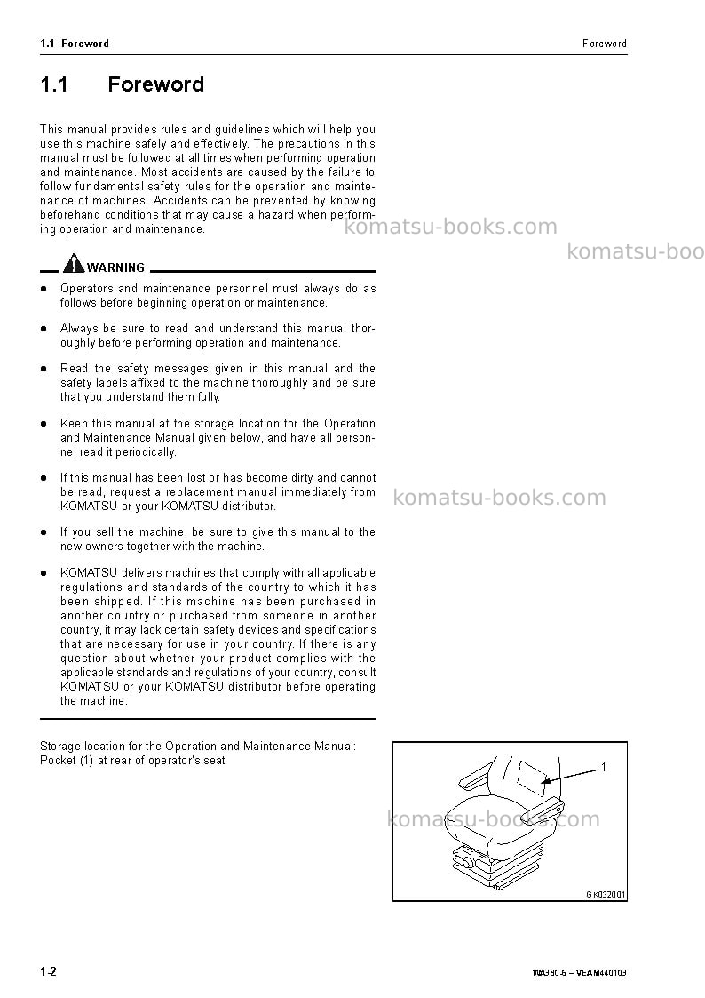 Komatsu wa380-6deu Operation manual cover Page 4