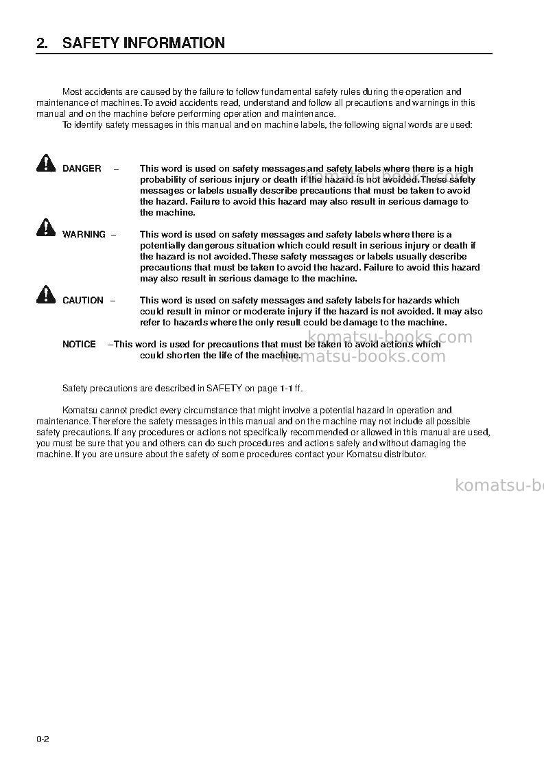 Komatsu wa320-3deu-h Operation manual cover Page 4 Komatsu wa320-3deu-h Operation manual cover Page 4