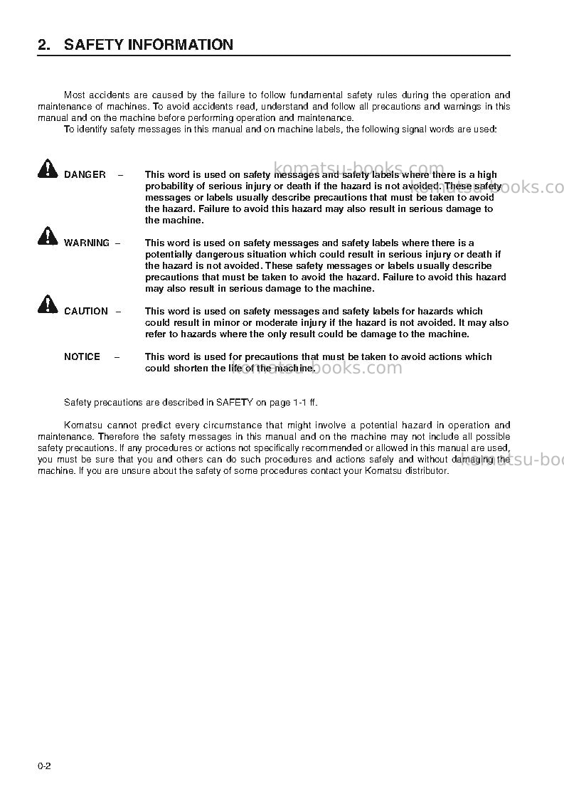 Komatsu wa320-3deu-h Operation manual cover Page 4 Komatsu wa320-3deu-h Operation manual cover Page 4