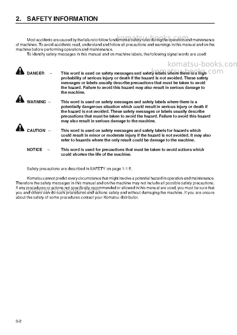 Komatsu wa320-3deu-h Operation manual cover Page 4 Komatsu wa320-3deu-h Operation manual cover Page 4