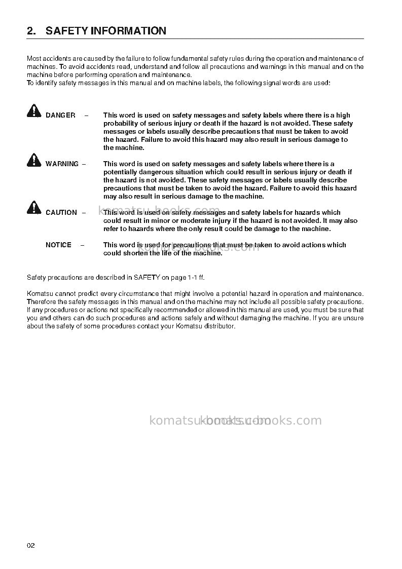 Komatsu wa320-3deu-h Operation manual cover Page 4 Komatsu wa320-3deu-h Operation manual cover Page 4