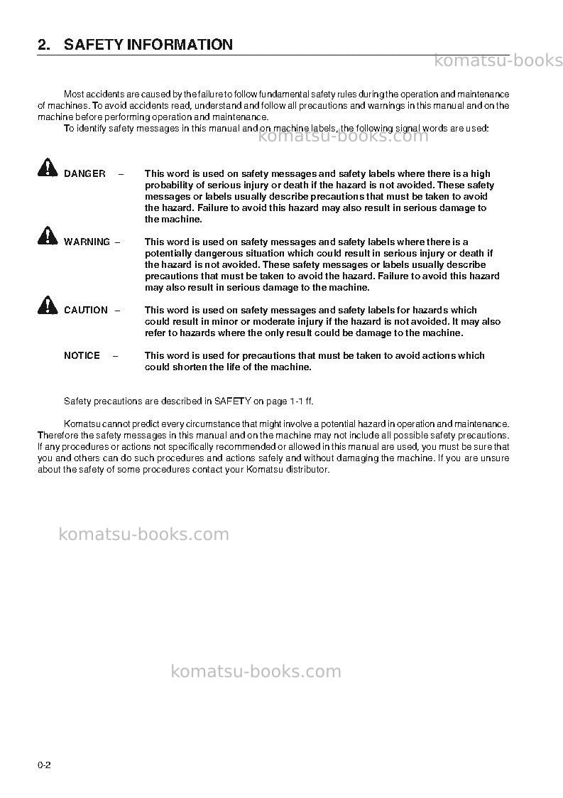 Komatsu wa380-3deu-h Operation manual cover Page 4