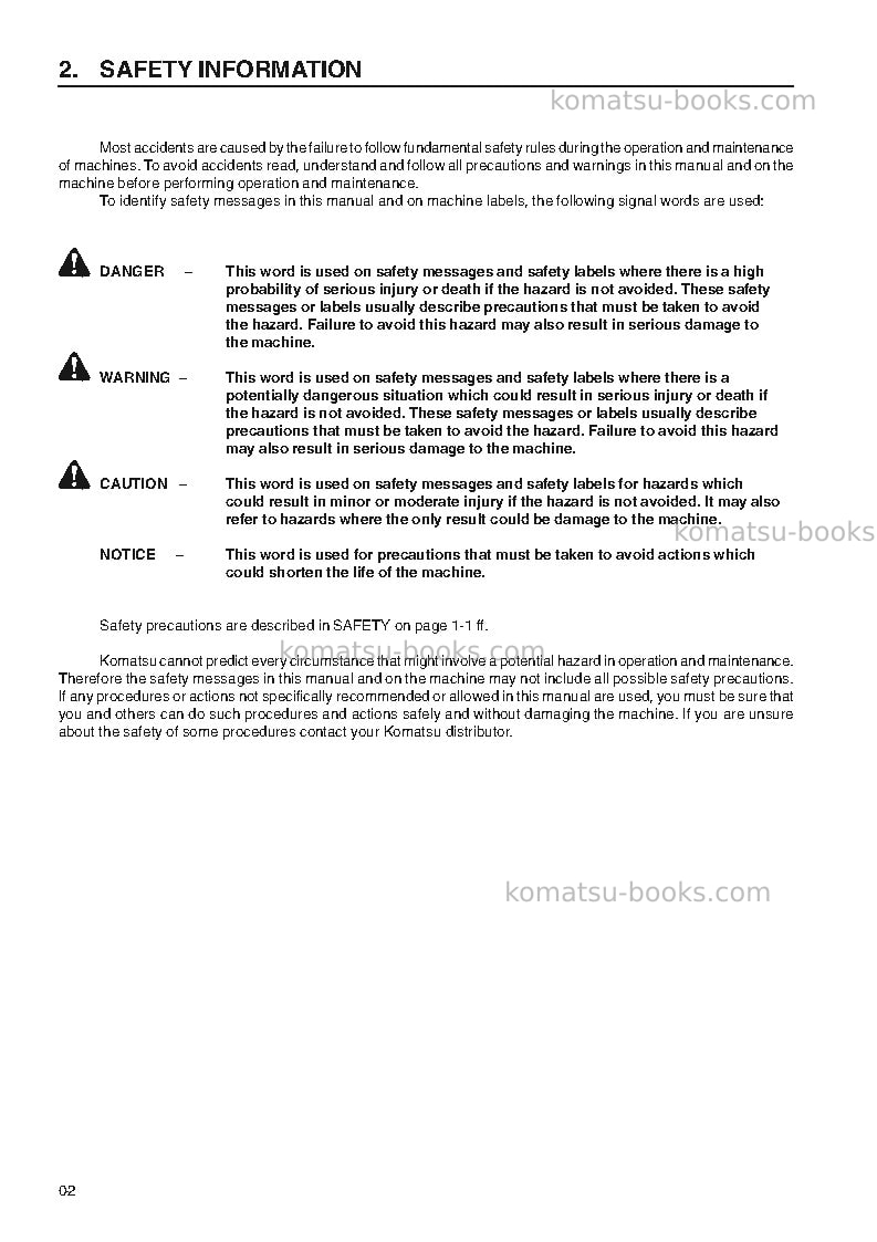Komatsu wa380-3deu-h Operation manual cover Page 4 Komatsu wa380-3deu-h Operation manual cover Page 4