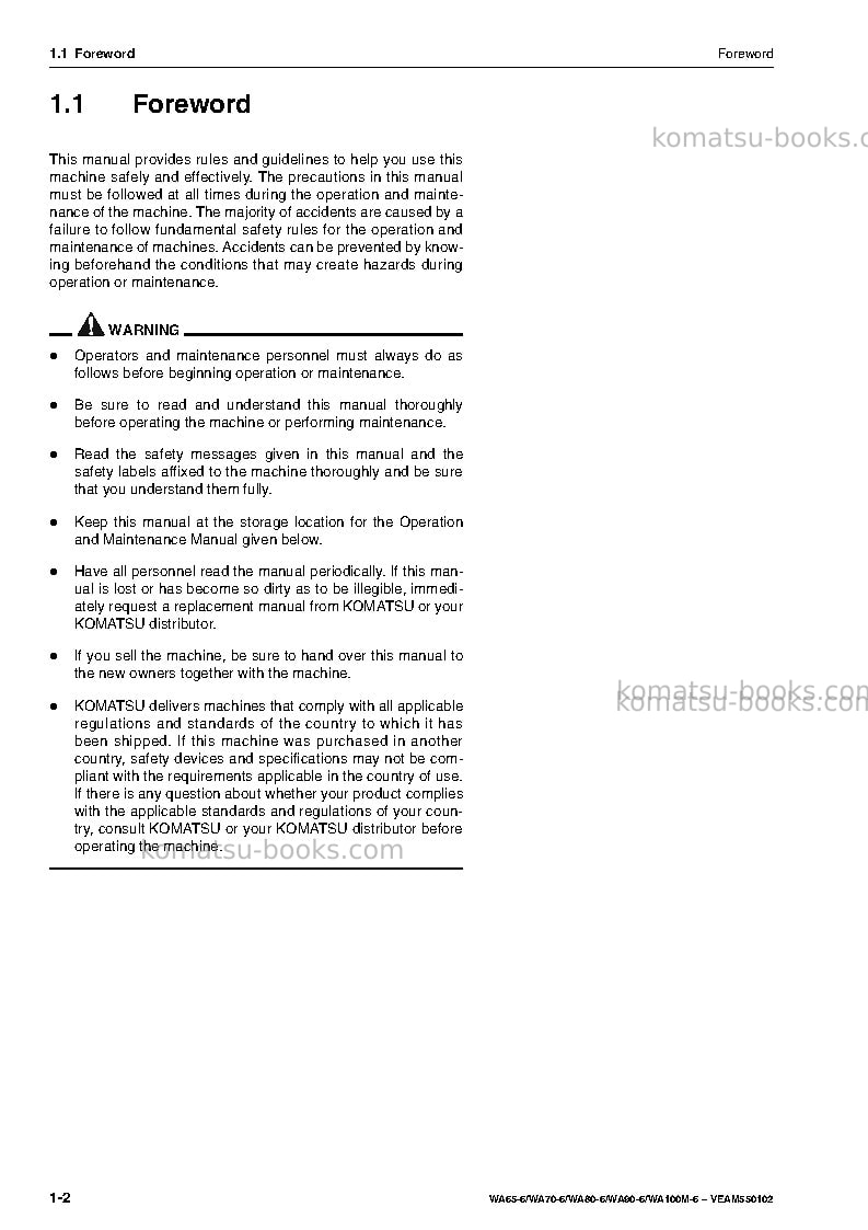 Komatsu wa100m-6deu Operation manual cover Page 4 Komatsu wa100m-6deu Operation manual cover Page 4