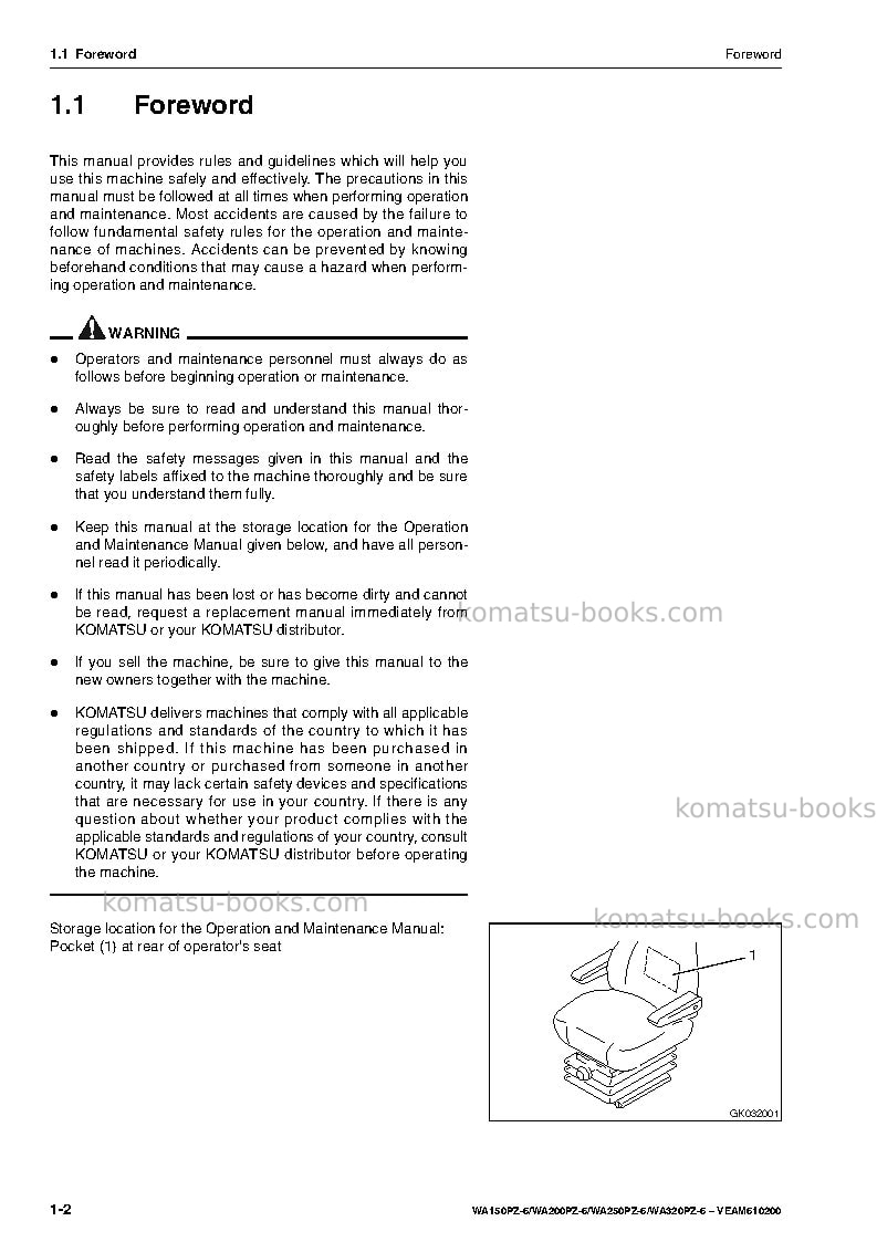 Komatsu wa320pz-6deu Operation manual cover Page 4 Komatsu wa320pz-6deu Operation manual cover Page 4