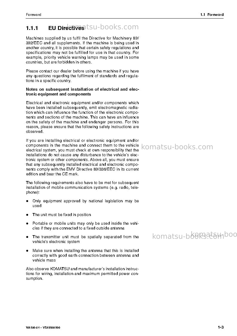 Komatsu wa150-5deu Operation manual cover Page 4 Komatsu wa150-5deu Operation manual cover Page 4