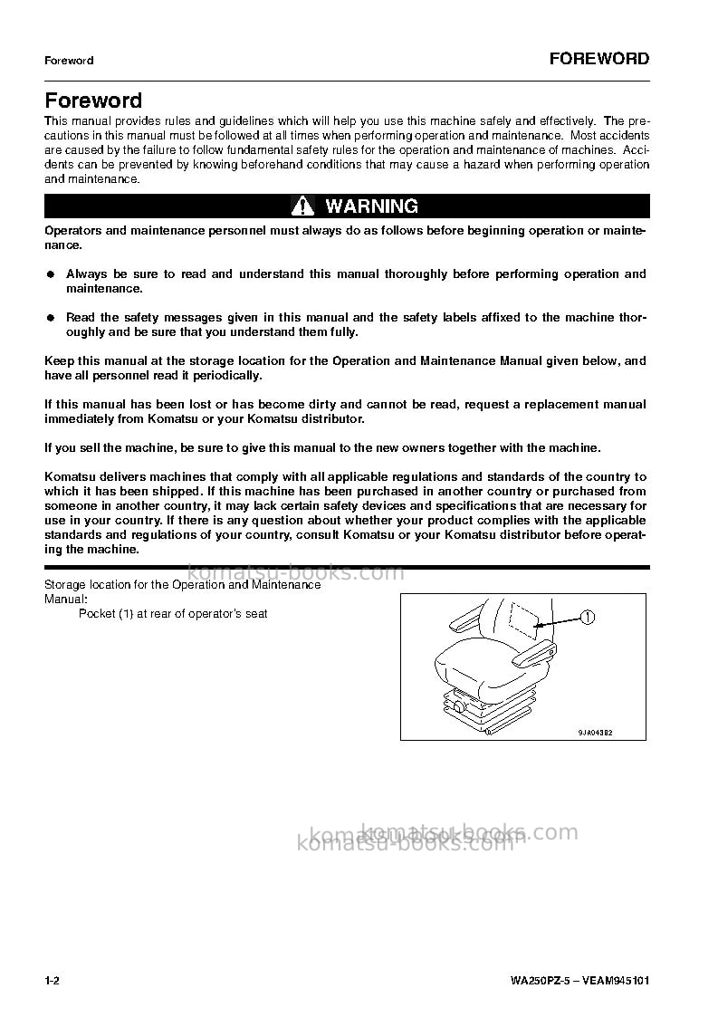 Komatsu wa250pz-5deu Operation manual cover Page 4