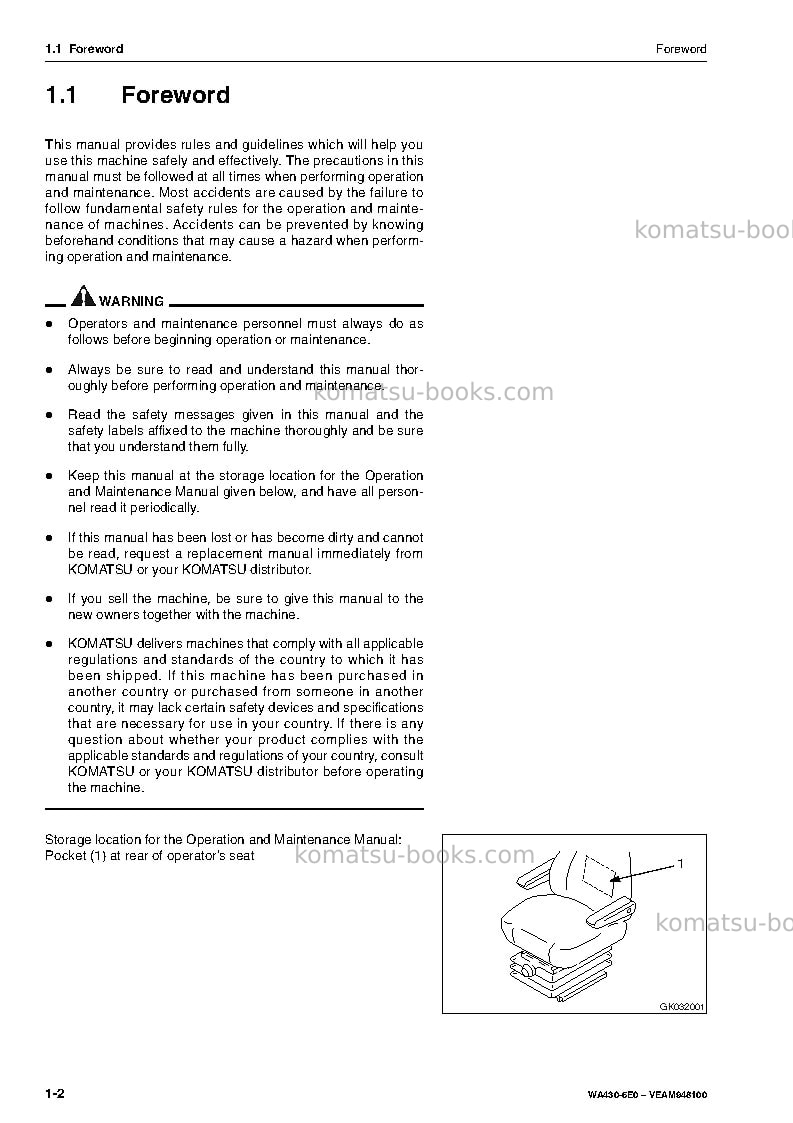 Komatsu wa430-6deu Operation manual cover Page 4 Komatsu wa430-6deu Operation manual cover Page 4