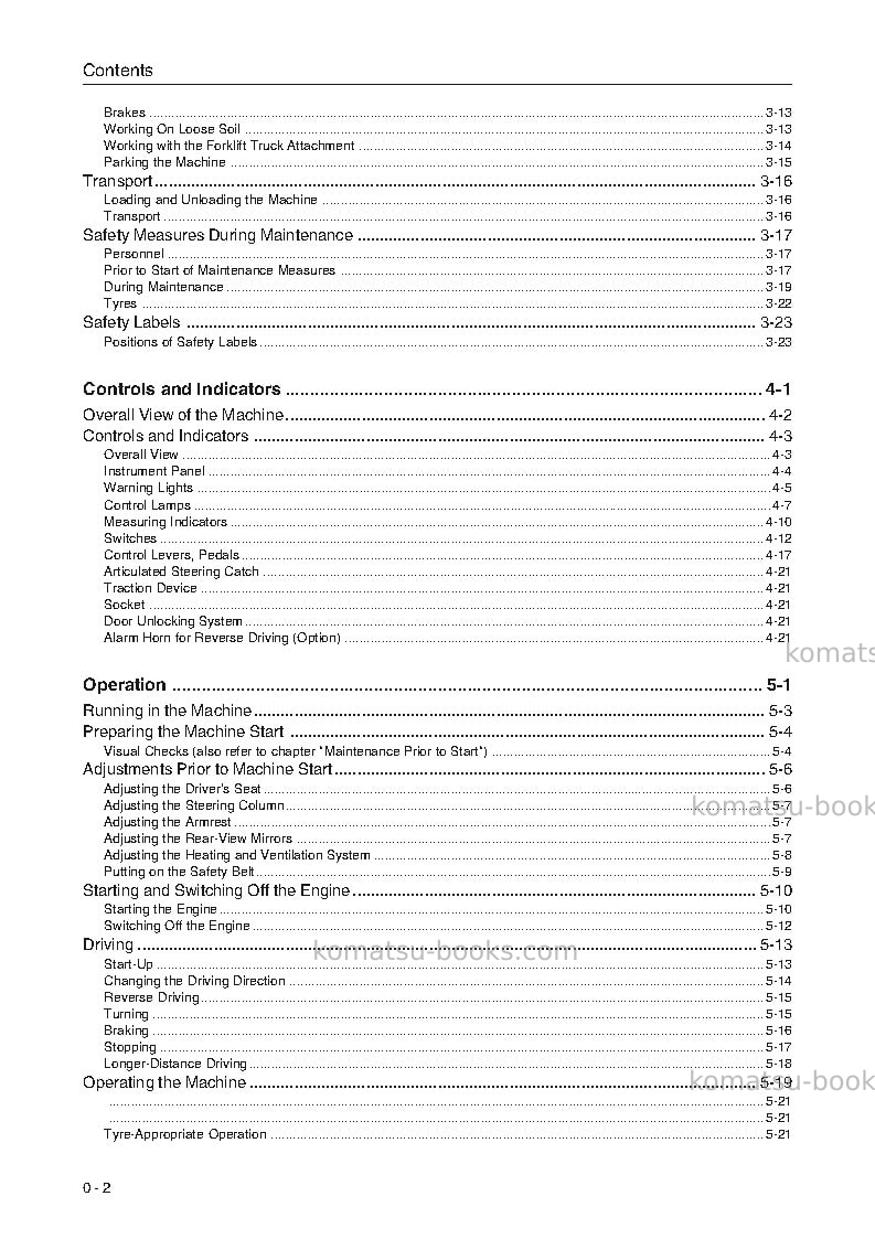 Komatsu wa75-3deu Operation manual cover Page 4 Komatsu wa75-3deu Operation manual cover Page 4