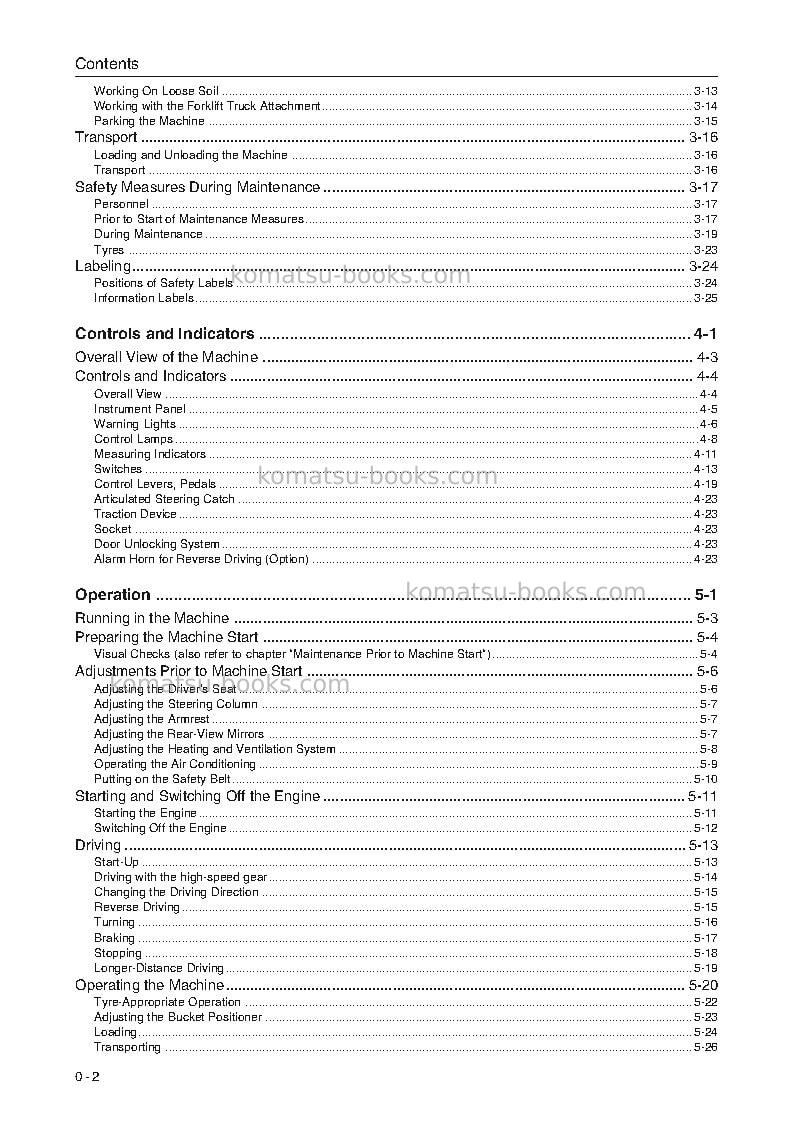 Komatsu wa75-3deu Operation manual cover Page 4 Komatsu wa75-3deu Operation manual cover Page 4