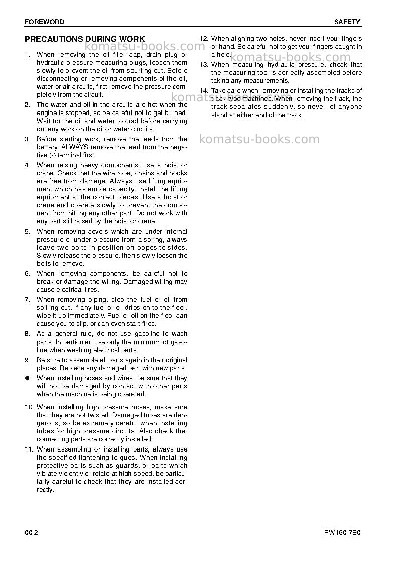 Komatsu pw160-7deu-tier 3 Repair & maintenance cover Page 4