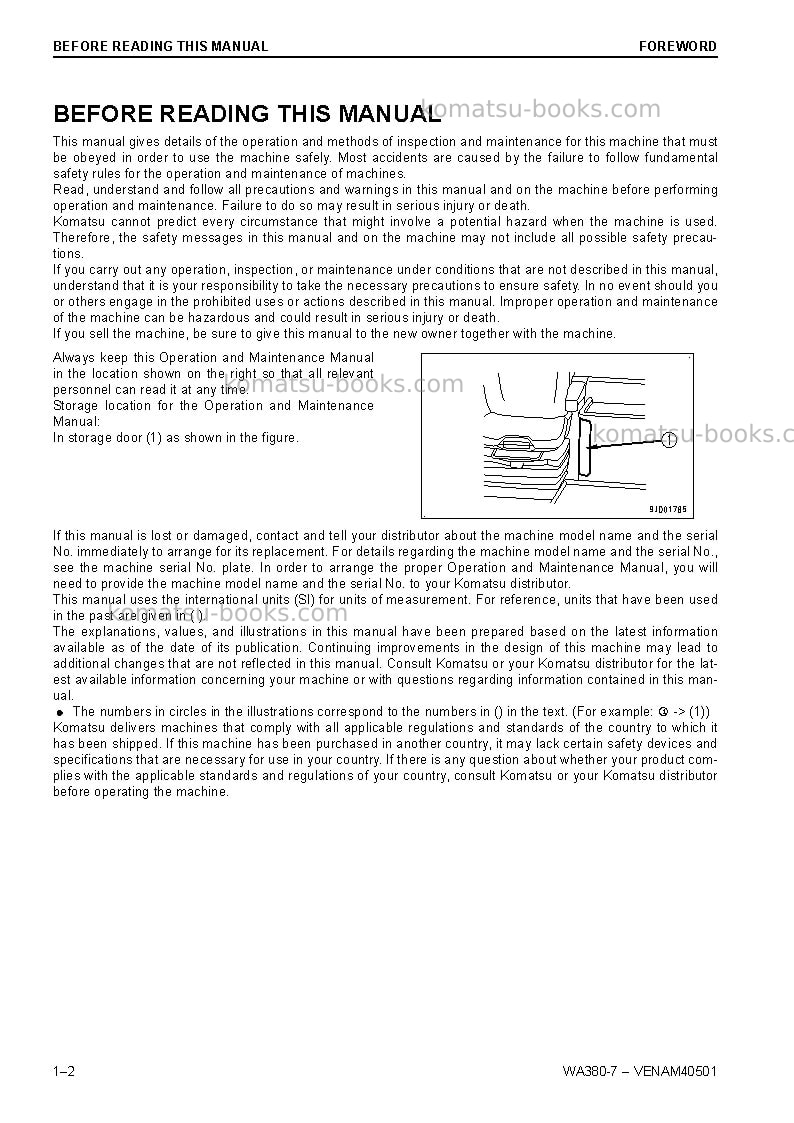 Komatsu wa380-7deu Operation manual cover Page 4 Komatsu wa380-7deu Operation manual cover Page 4
