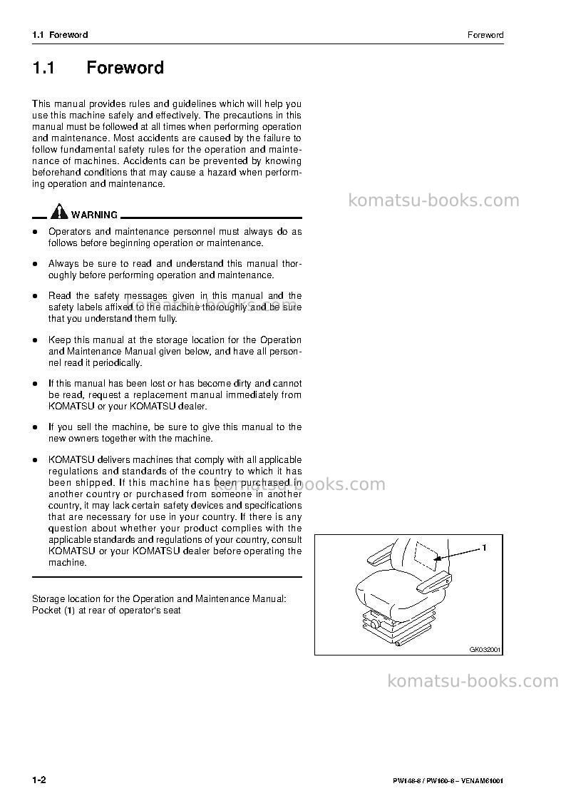 Komatsu pw148-8deu Operation manual cover Page 4 Komatsu pw148-8deu Operation manual cover Page 4