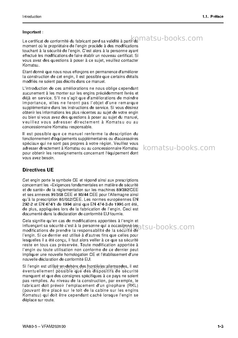 Komatsu wa80-5deu Manuel d'utilisation couverture Page 4 Komatsu wa80-5deu Manuel d'utilisation couverture Page 4