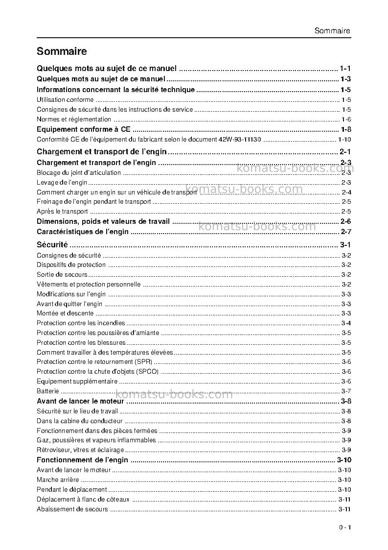 Komatsu wa95-3deu-h Manuel d'utilisation couverture Page 4 Komatsu wa95-3deu-h Manuel d'utilisation couverture Page 4