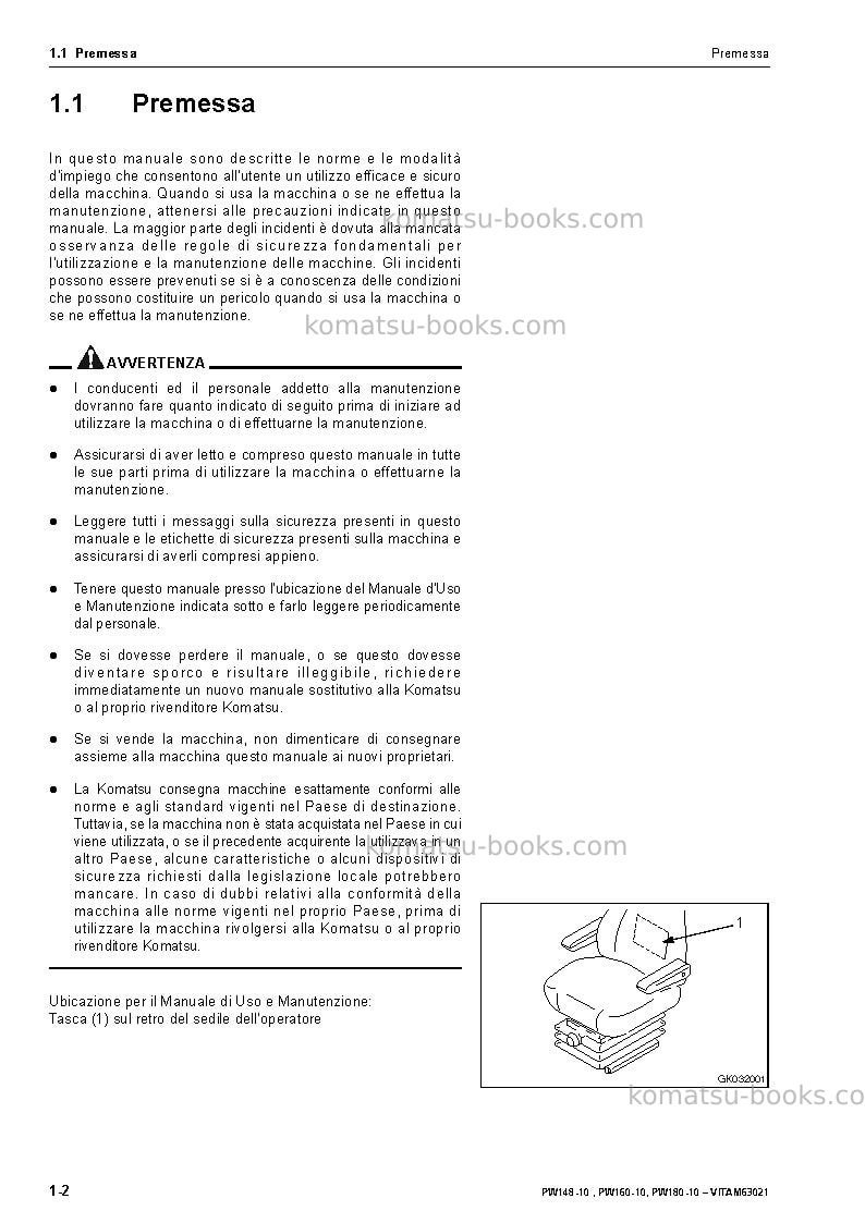 Komatsu pw160-10deu Manuale operativo copertina Pagina 4 Komatsu pw160-10deu Manuale operativo copertina Pagina 4