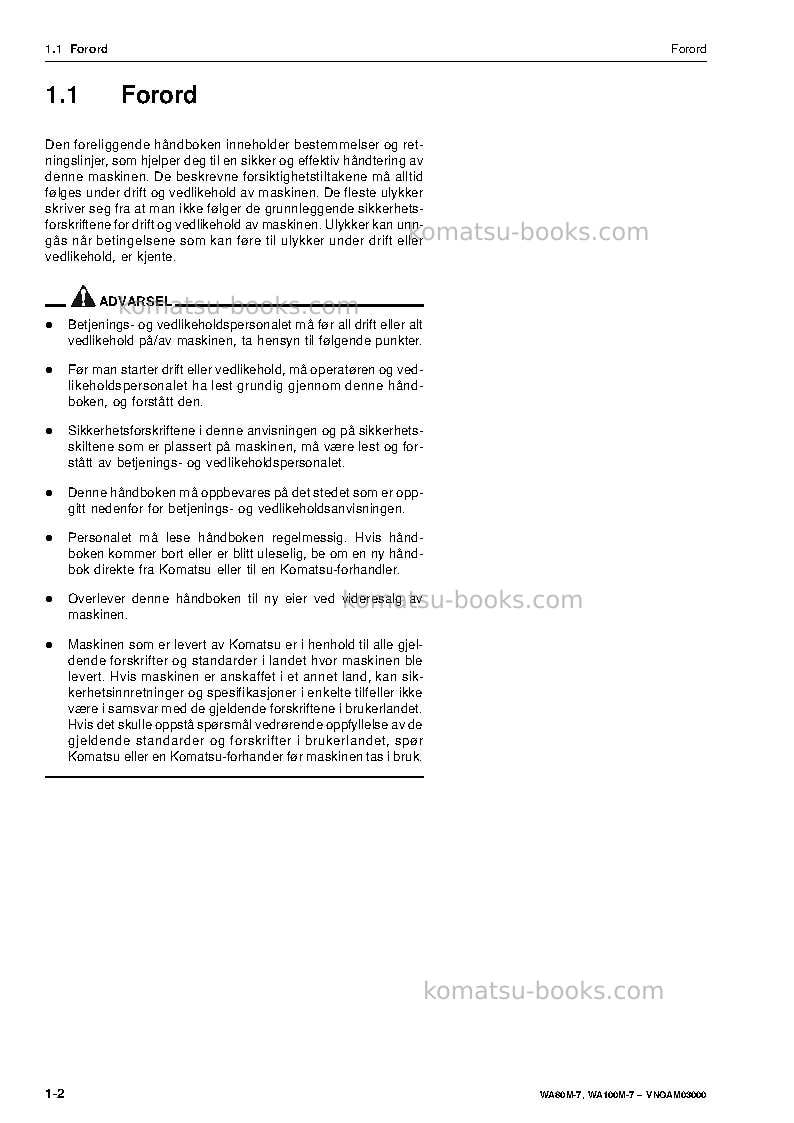 Komatsu wa80m-7deu Operation manual cover Page 4 Komatsu wa80m-7deu Operation manual cover Page 4