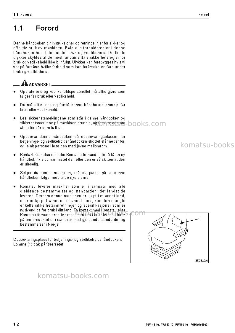 Komatsu pw160-10deu Operation manual cover Page 4 Komatsu pw160-10deu Operation manual cover Page 4