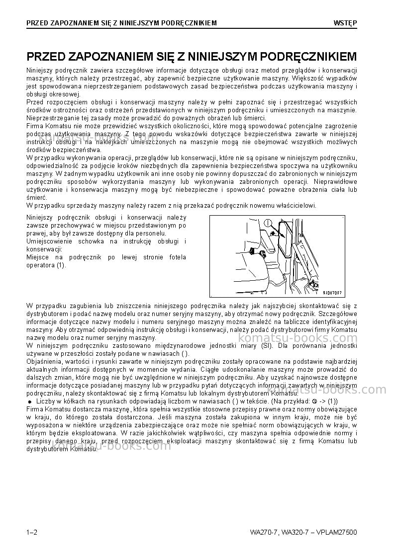 Komatsu wa270-7deu Instrukcja obsługi okładka Strona 4