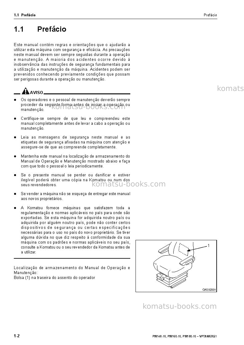 Komatsu pw160-10deu Manual de operação capa Página 4