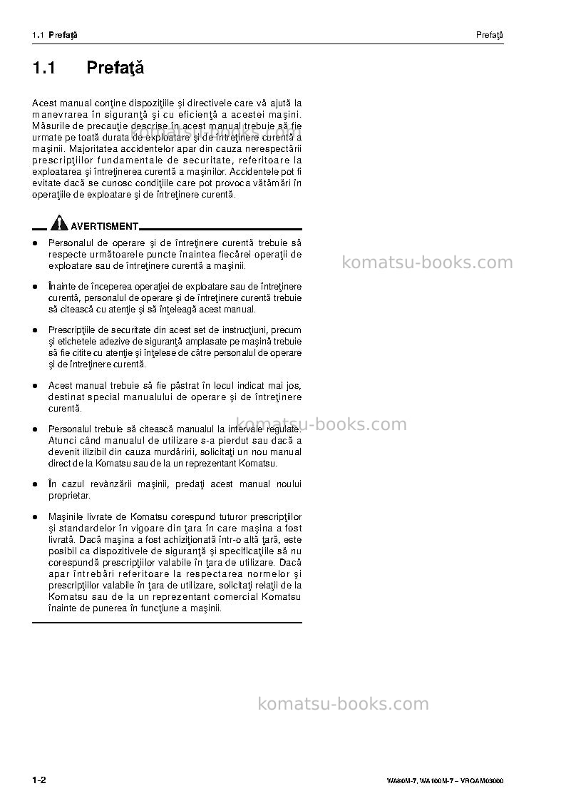Komatsu wa80m-7deu Operation manual cover Page 4