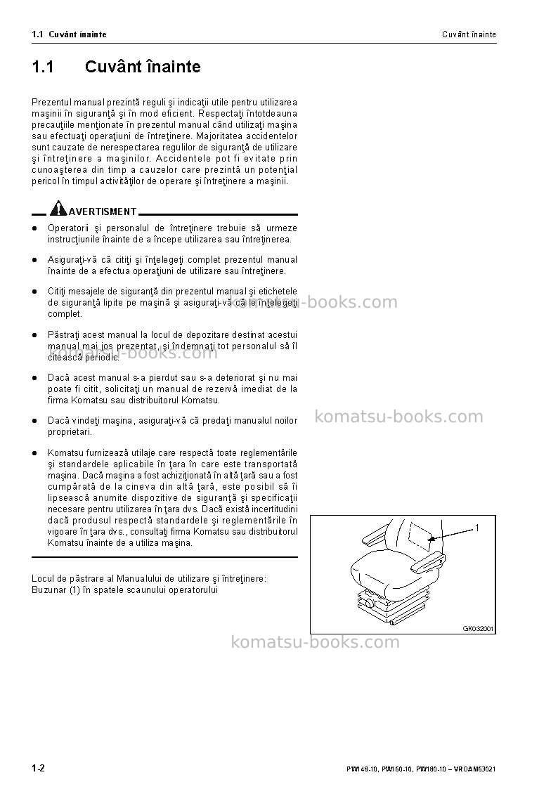 Komatsu pw160-10deu Operation manual cover Page 4 Komatsu pw160-10deu Operation manual cover Page 4