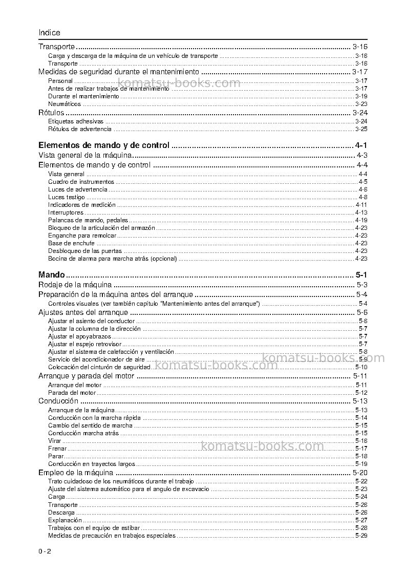 Komatsu wa95-3deu-h Manual de operación cover Page 4 Komatsu wa95-3deu-h Manual de operación cover Page 4