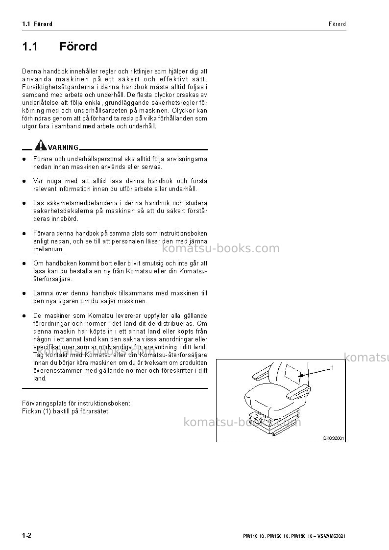 Komatsu pw160-10deu Operation manual cover Page 4 Komatsu pw160-10deu Operation manual cover Page 4