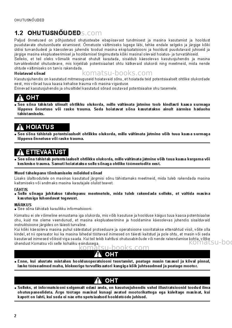 Komatsu sk1020-5ita Operation manual cover Page 4