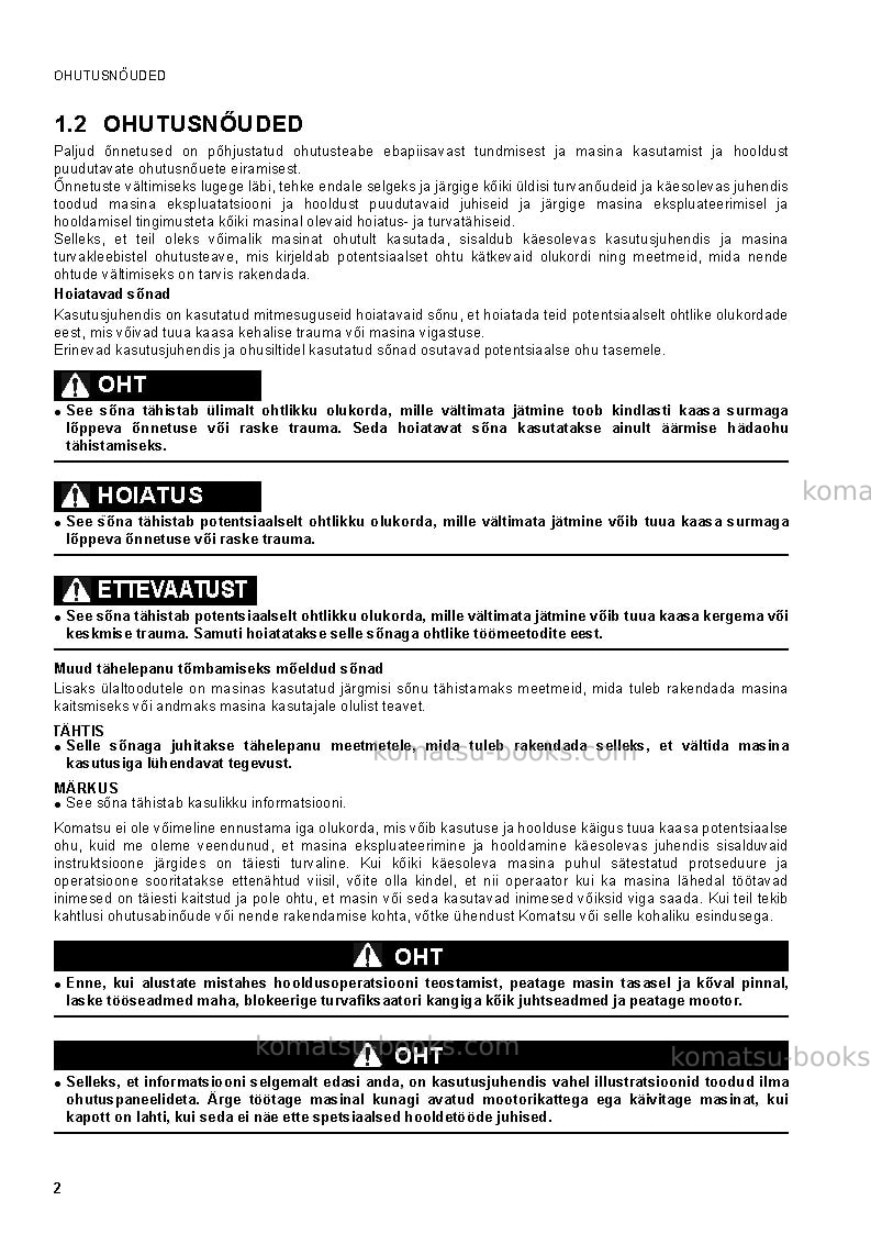 Komatsu sk1020-5ita-turbo Operation manual cover Page 4