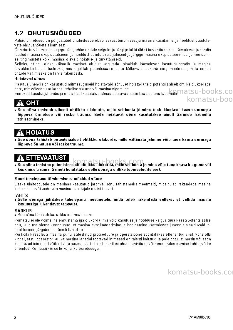 Komatsu sk1026-5ita Operation manual cover Page 4 Komatsu sk1026-5ita Operation manual cover Page 4