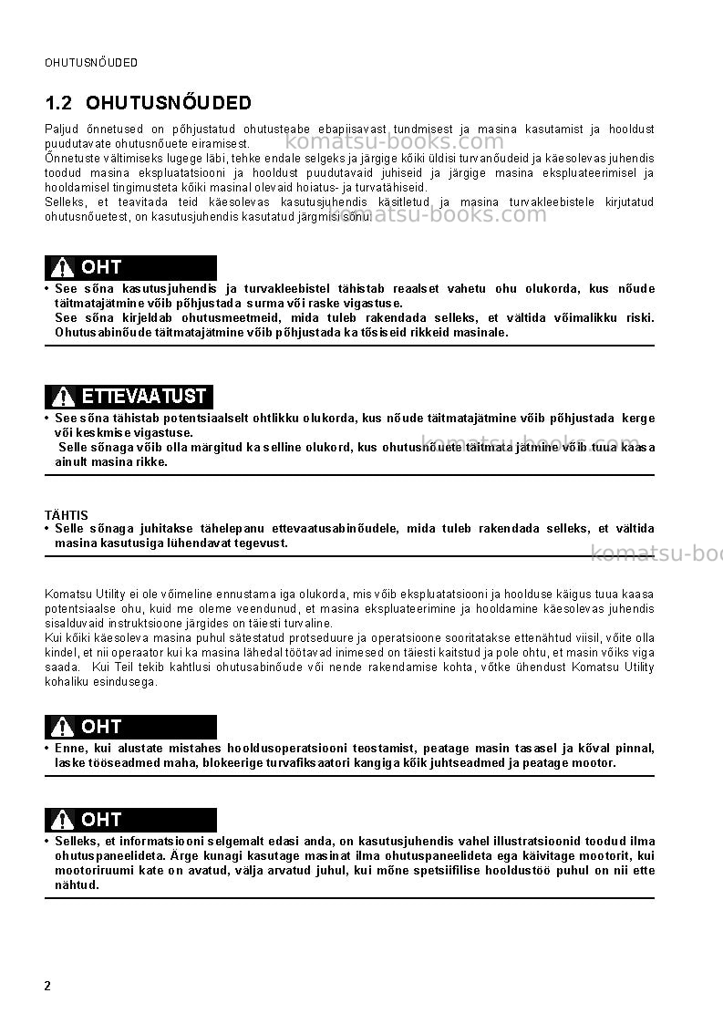 Komatsu pc30mr-2ita Operation manual cover Page 4 Komatsu pc30mr-2ita Operation manual cover Page 4