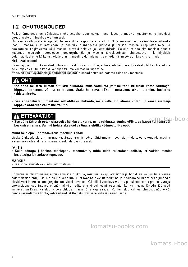 Komatsu pc20mr-2ita Operation manual cover Page 4 Komatsu pc20mr-2ita Operation manual cover Page 4