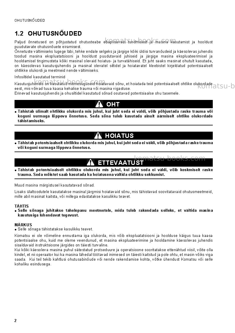 Komatsu pc20mr-2ita Operation manual cover Page 4 Komatsu pc20mr-2ita Operation manual cover Page 4