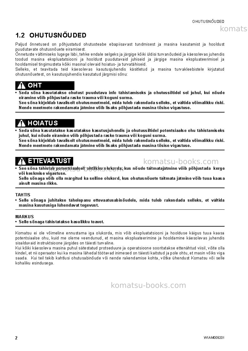 Komatsu wh714h-1ita-tier 3 Operation manual cover Page 4 Komatsu wh714h-1ita-tier 3 Operation manual cover Page 4