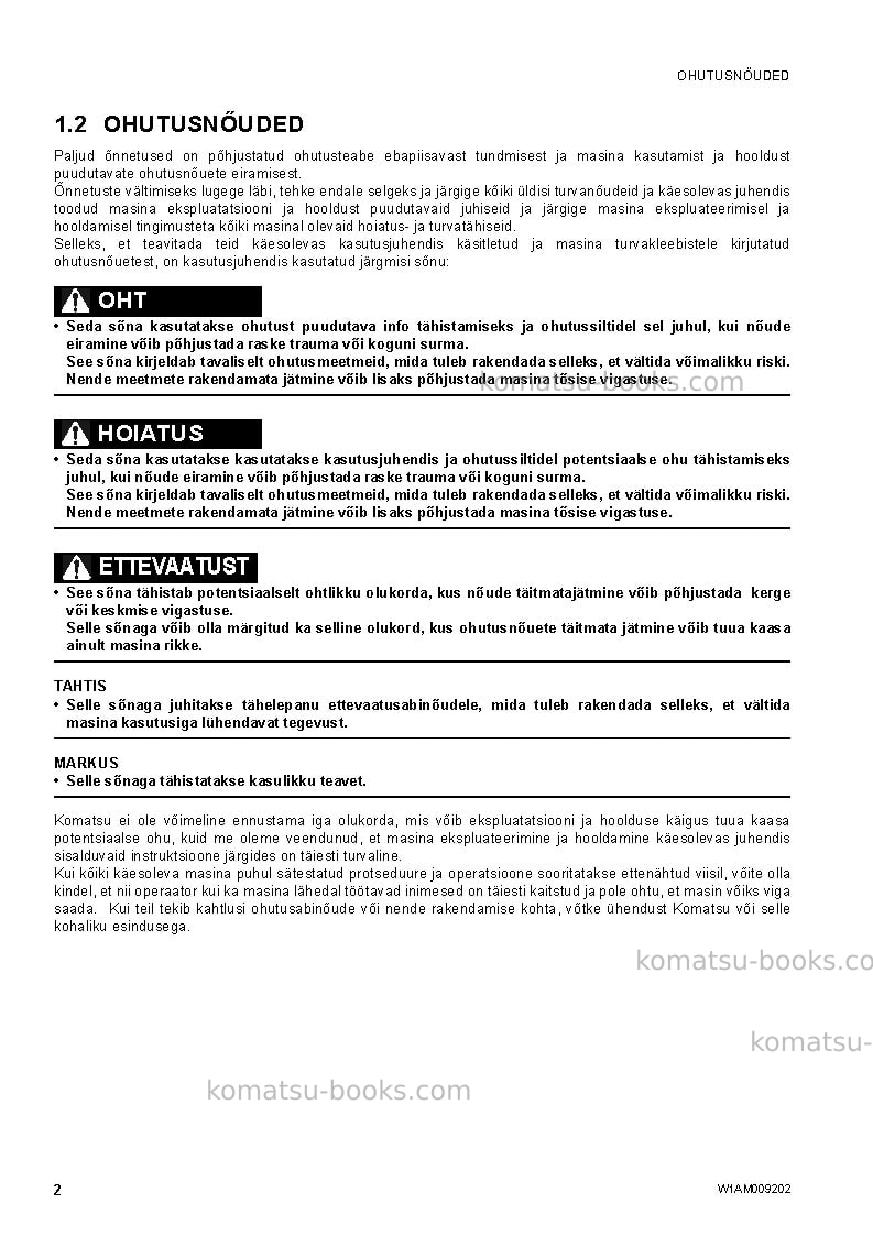Komatsu wh609-1ita-tier 3 Operation manual cover Page 4 Komatsu wh609-1ita-tier 3 Operation manual cover Page 4