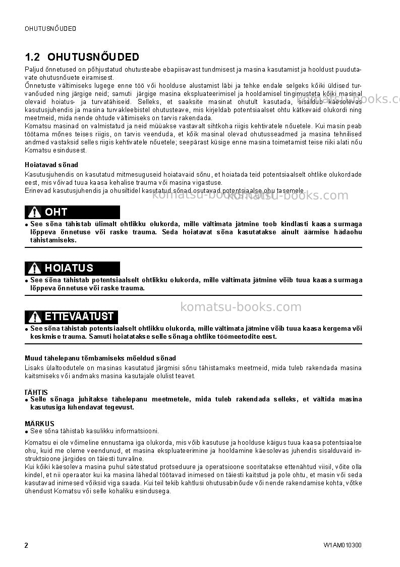 Komatsu sk714-5ita-/ Operation manual cover Page 4