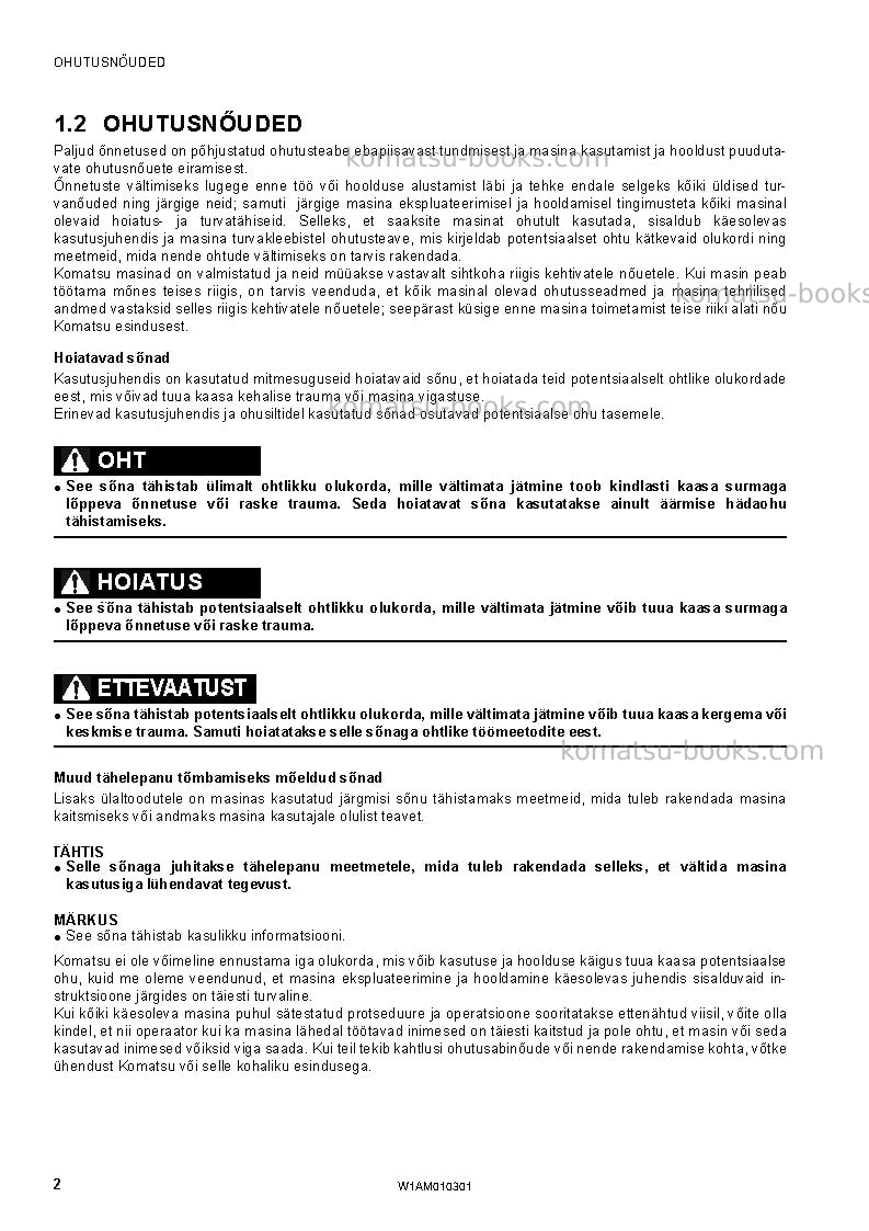 Komatsu sk714-5ita-/ Operation manual cover Page 4