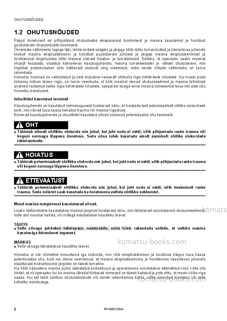 Komatsu pc26mr-3ita Operation manual cover Page 4