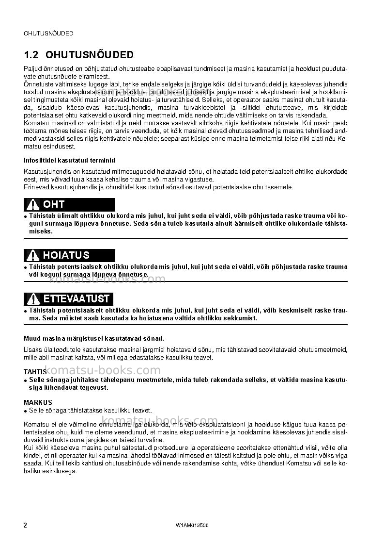 Komatsu pc26mr-3ita Operation manual cover Page 4 Komatsu pc26mr-3ita Operation manual cover Page 4