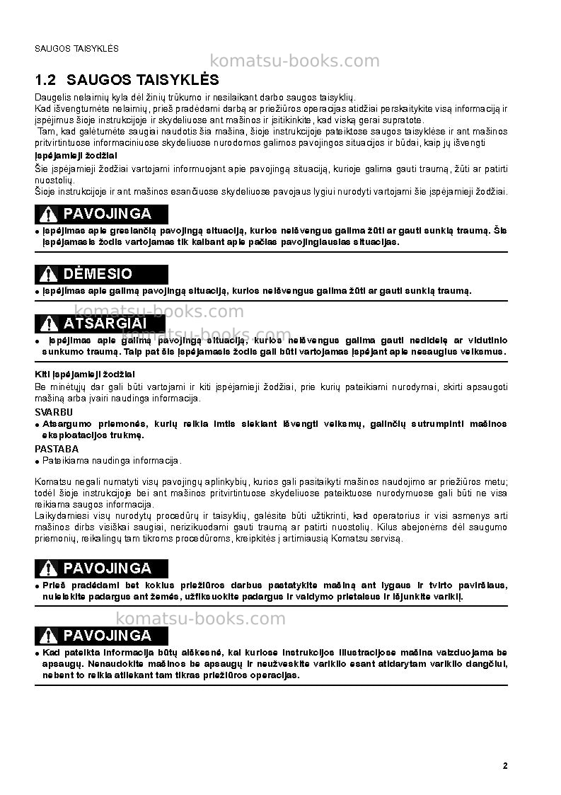 Komatsu sk1020-5ita Operation manual cover Page 4