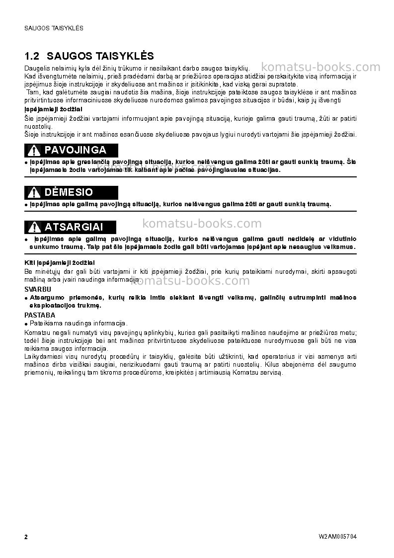 Komatsu sk1026-5ita Operation manual cover Page 4